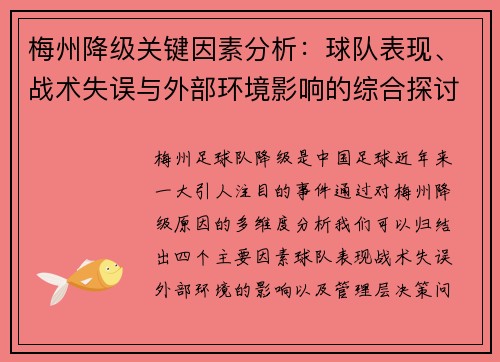 梅州降级关键因素分析:球队表现、战术失误与外部环境影响的综合探讨 梅州降级关键因素分析:球队表现、战术失误与外部环境影响的综合探讨
